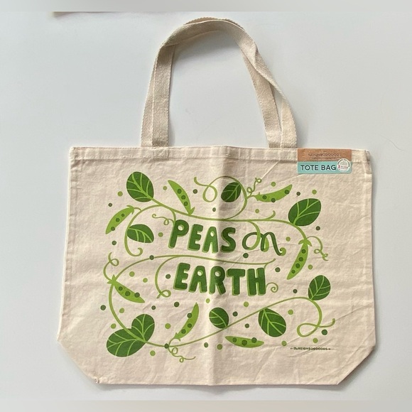 The Neighborhoods Cotton Tote Bag, Large Canvas Tote Bag, Peas On Earth Tote Bag - Picture 8 of 8